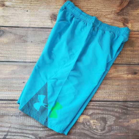 NWT Boys YMD Medium Under Armour Slash Volley Board Shorts Swim Trunks Turquoise - Picture 1 of 9